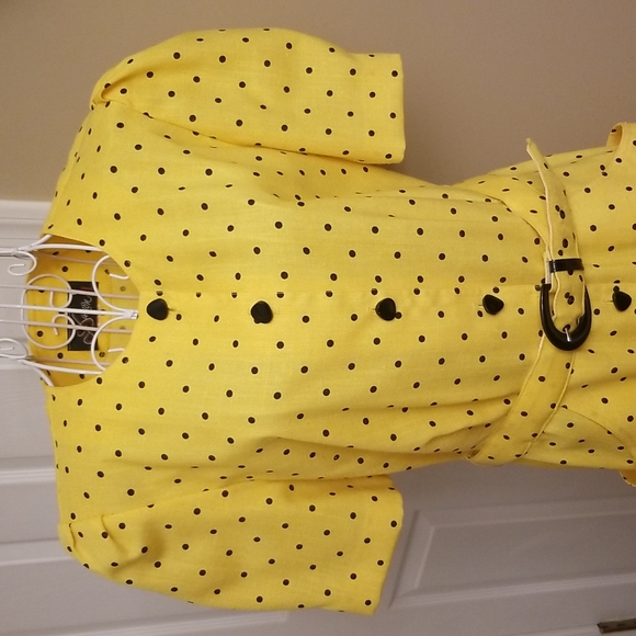PINUP DOLL❣️Vintage yellow and black polka dot pinup style dress - Picture 5 of 13